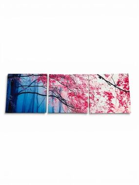 Set of 3 Framed Canvas Wall Art Cherry Blossoms